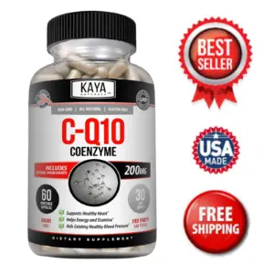 Bottle of CoQ10 200mg Supplement with coq10, heart health support to support health and wellness
