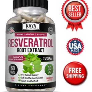 Bottle of Resveratrol Capsules with resveratrol, anti-aging & antioxidant support to support health and wellness
