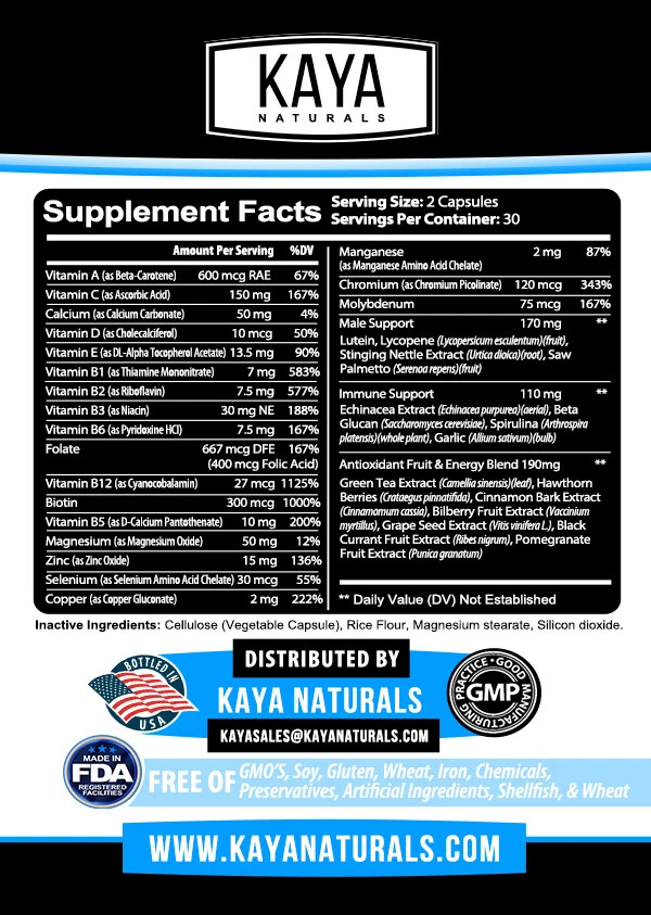 Bottle of Multi Vitamin for Men 60ct with multivitamin, prostate health support to support health and wellness