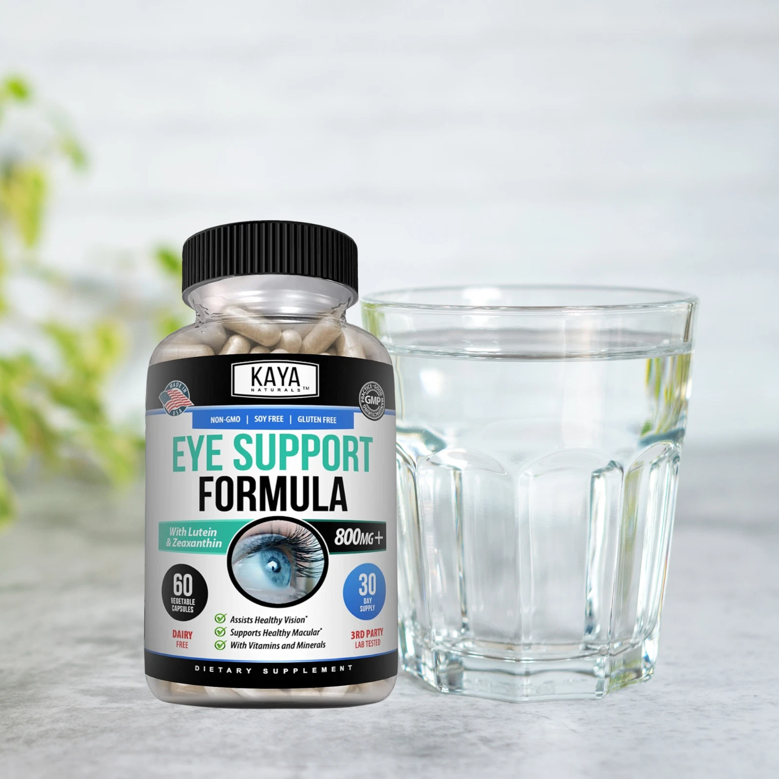 Bottle of Eye Health Supplement with lutein to support vision and eye health