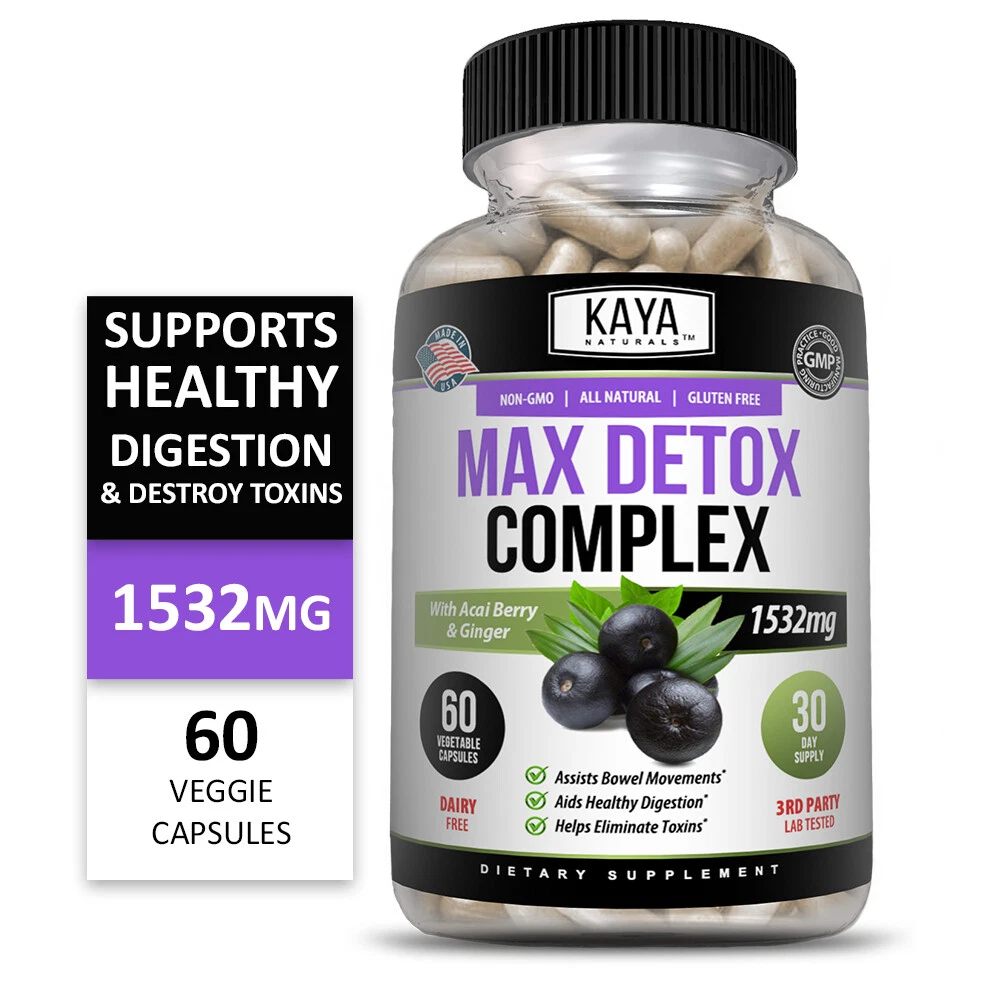 Bottle of Max Detox 60ct with detox, liver & colon support to support health and wellness