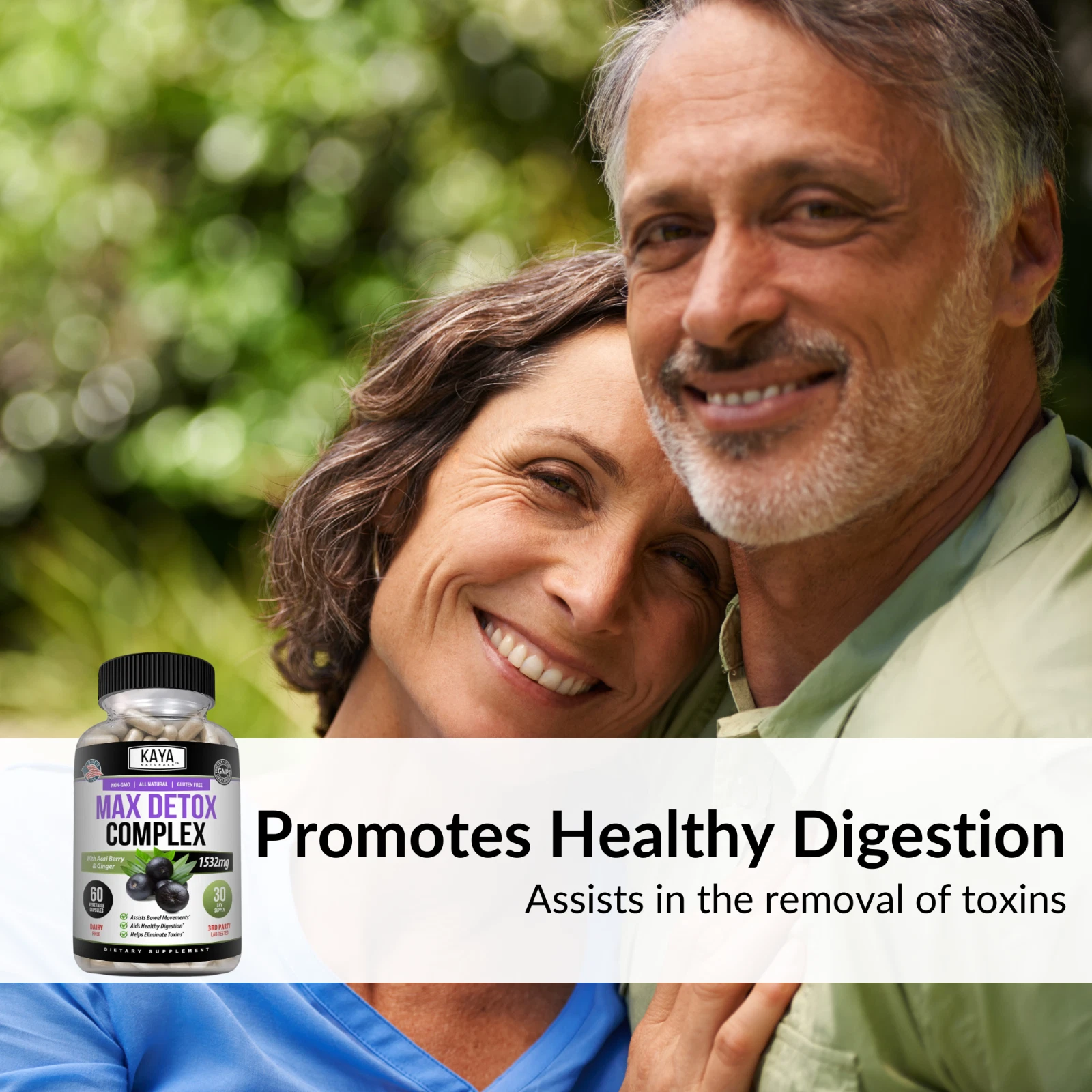 Bottle of Max Detox 60ct with detox, liver & colon support to support health and wellness