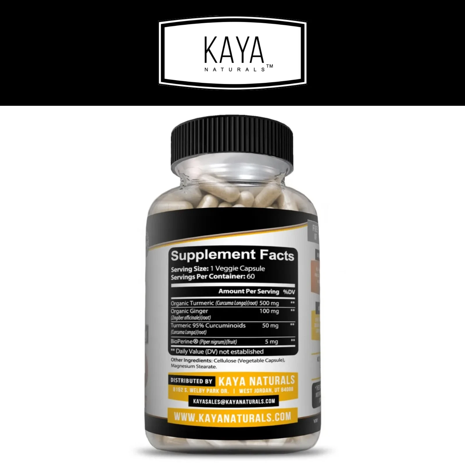 Bottle of Turmeric Curcumin with Ginger 60ct with turmeric, joint pain support to support health and wellness