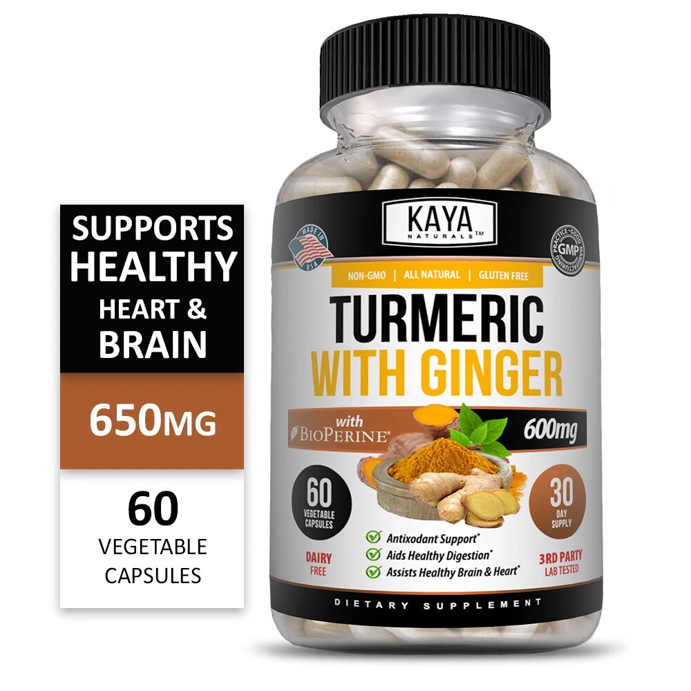 Bottle of Turmeric Curcumin with Ginger 60ct with turmeric, joint pain support to support health and wellness