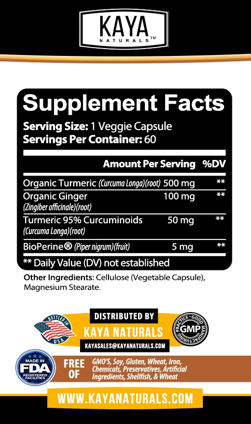 Bottle of Turmeric Curcumin with Ginger 60ct with turmeric, joint pain support to support health and wellness
