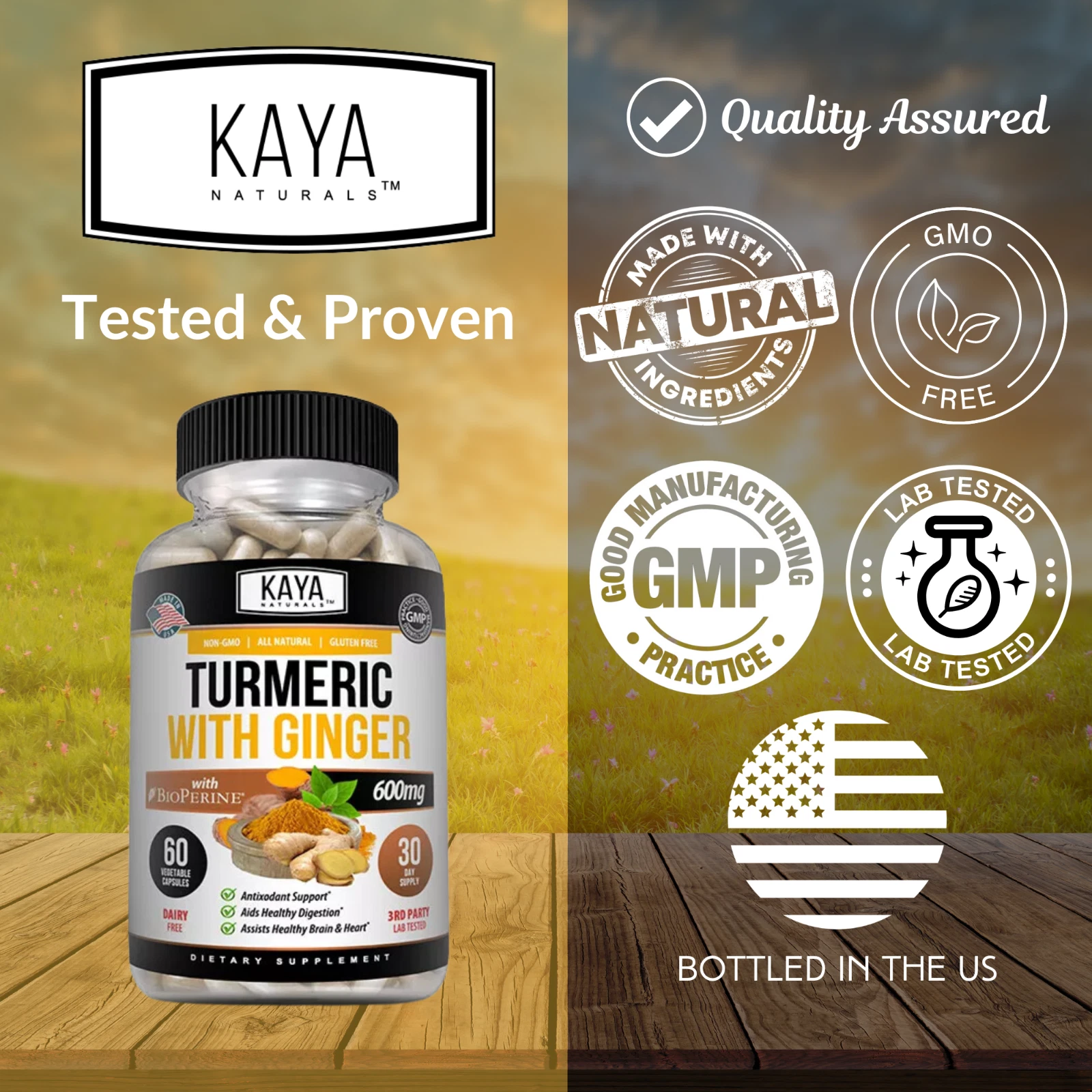 Bottle of Turmeric Curcumin with Ginger 60ct with turmeric, joint pain support to support health and wellness