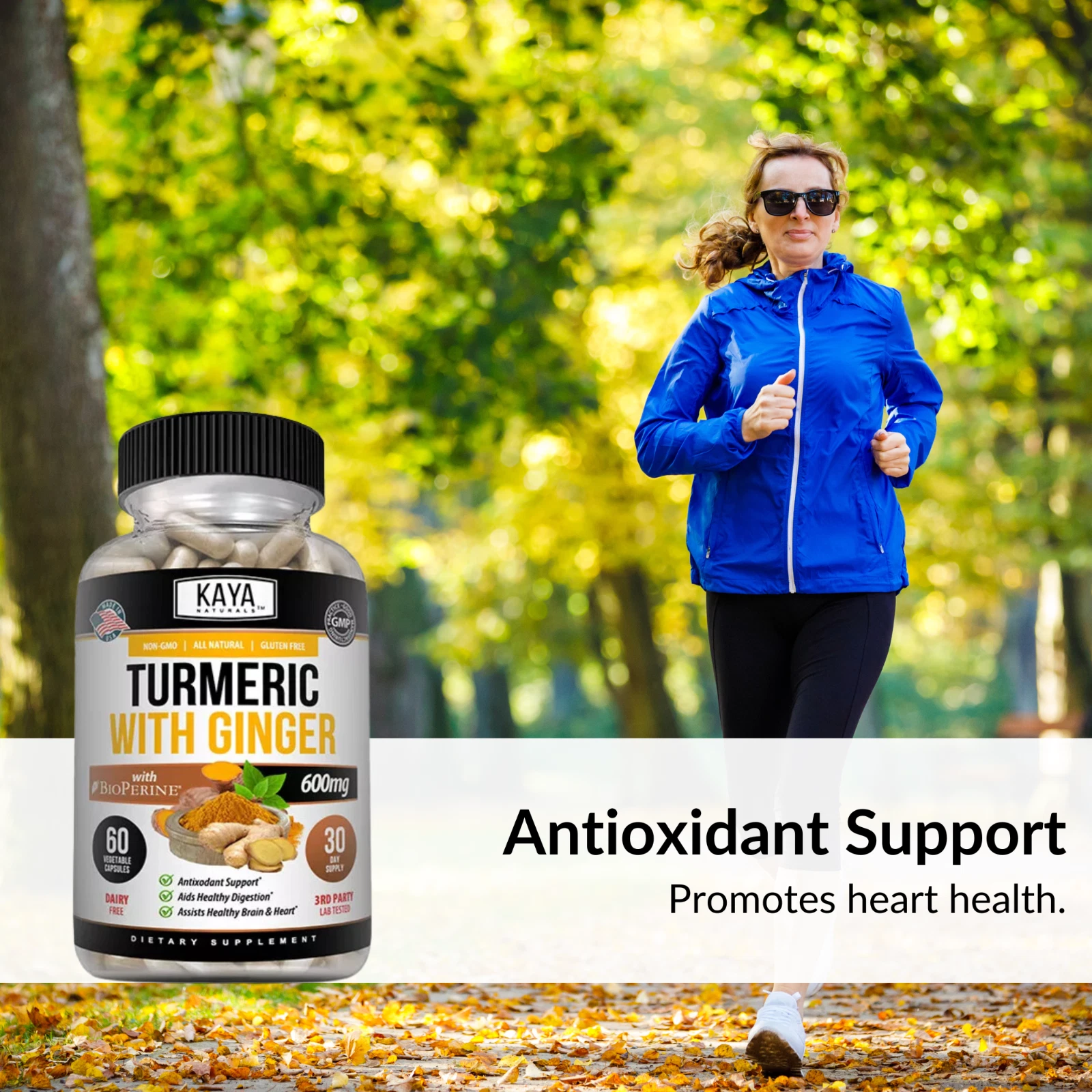 Bottle of Turmeric Curcumin with Ginger 60ct with turmeric, joint pain support to support health and wellness