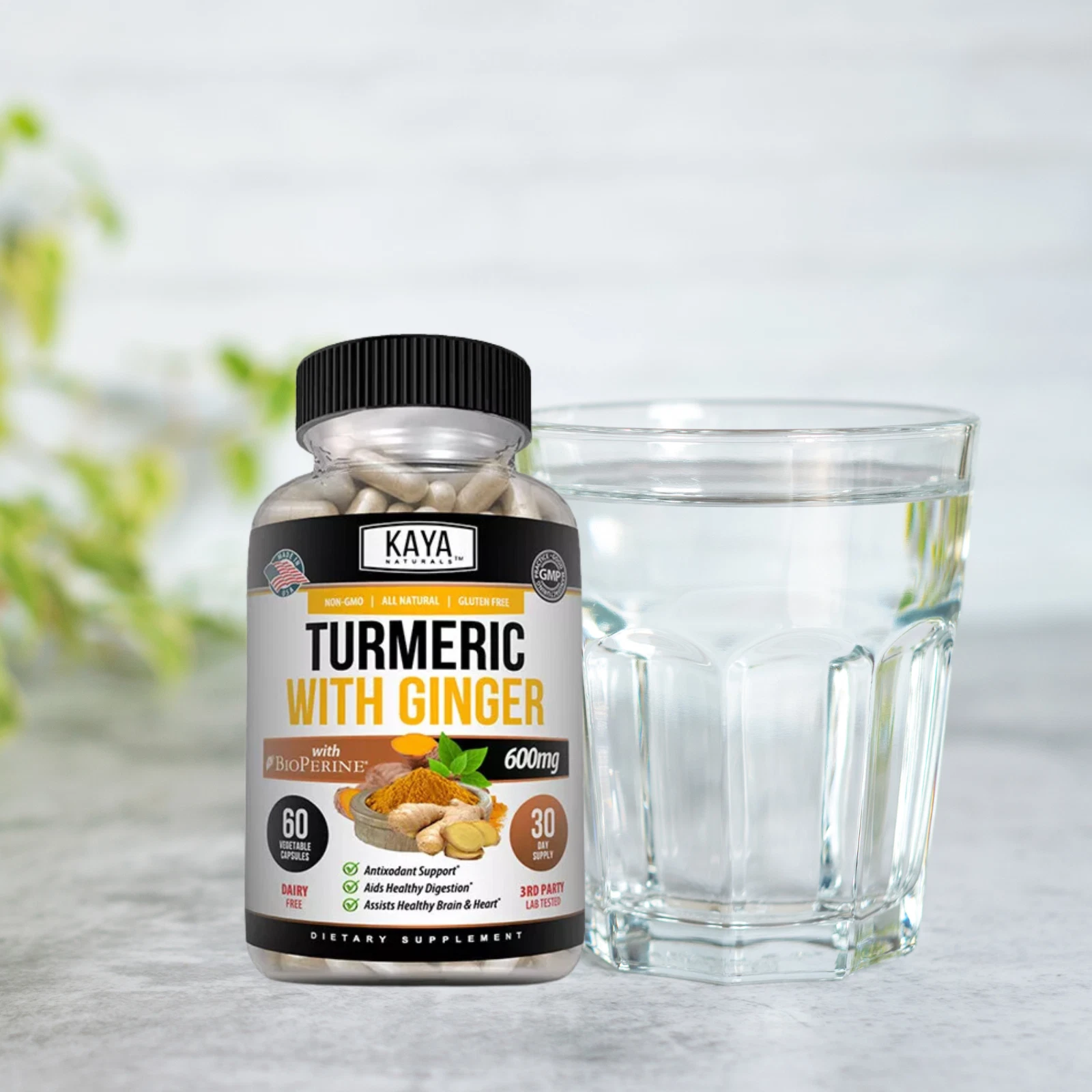 Bottle of Turmeric Curcumin with Ginger 60ct with turmeric, joint pain support to support health and wellness