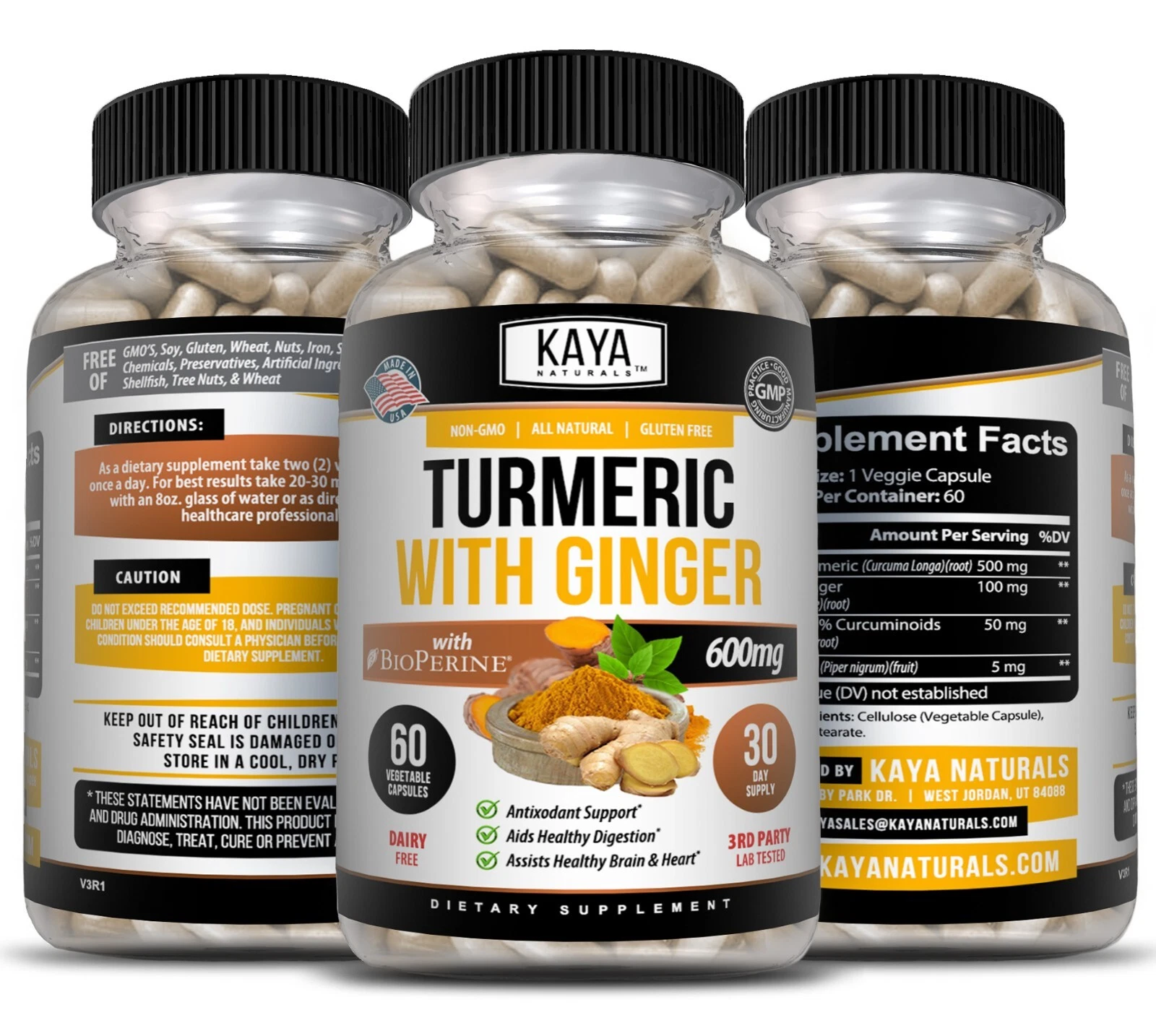 Bottle of Turmeric Curcumin with Ginger 60ct with turmeric, joint pain support to support health and wellness