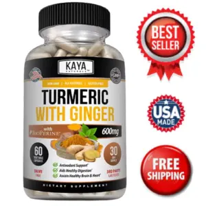 Bottle of Turmeric Curcumin with Ginger 60ct with turmeric, joint pain support to support health and wellness
