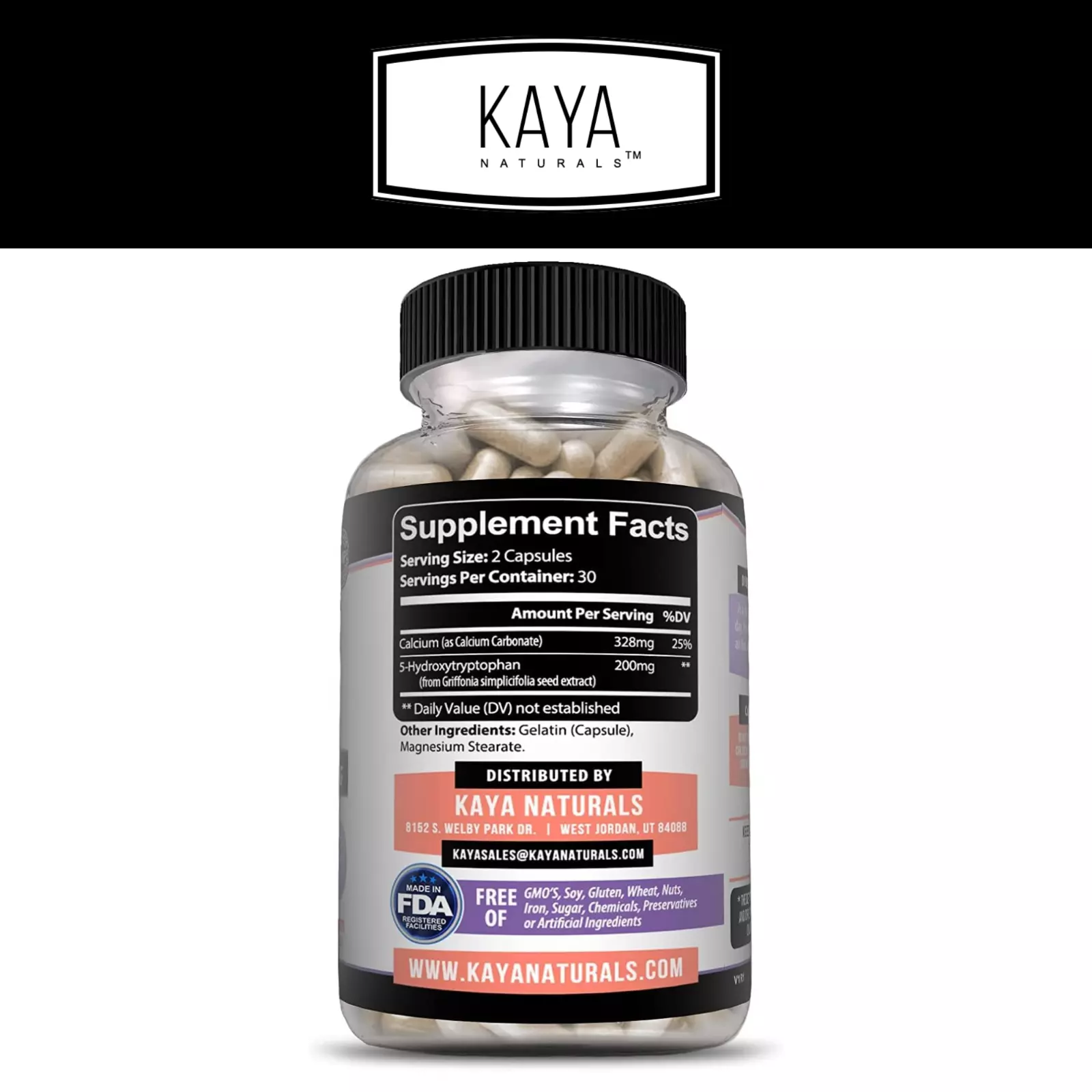 Bottle of 5-HTP 60ct with 5-htp, mood & sleep support to support health and wellness
