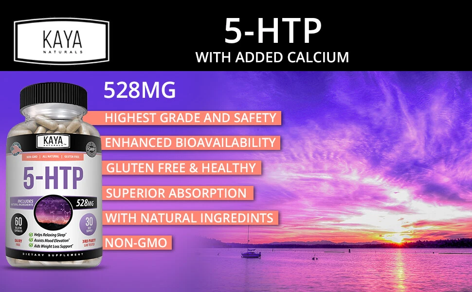 Bottle of 5-HTP 60ct with 5-htp, mood & sleep support to support health and wellness