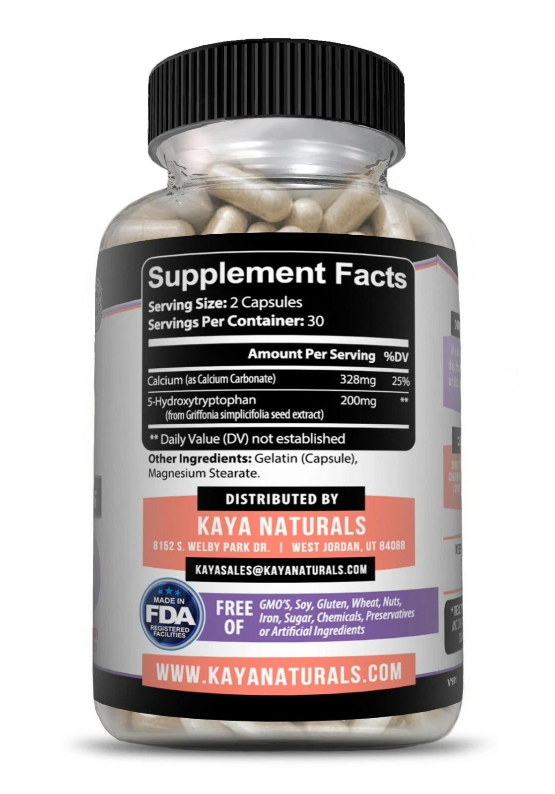 Bottle of 5-HTP 60ct with 5-htp, mood & sleep support to support health and wellness