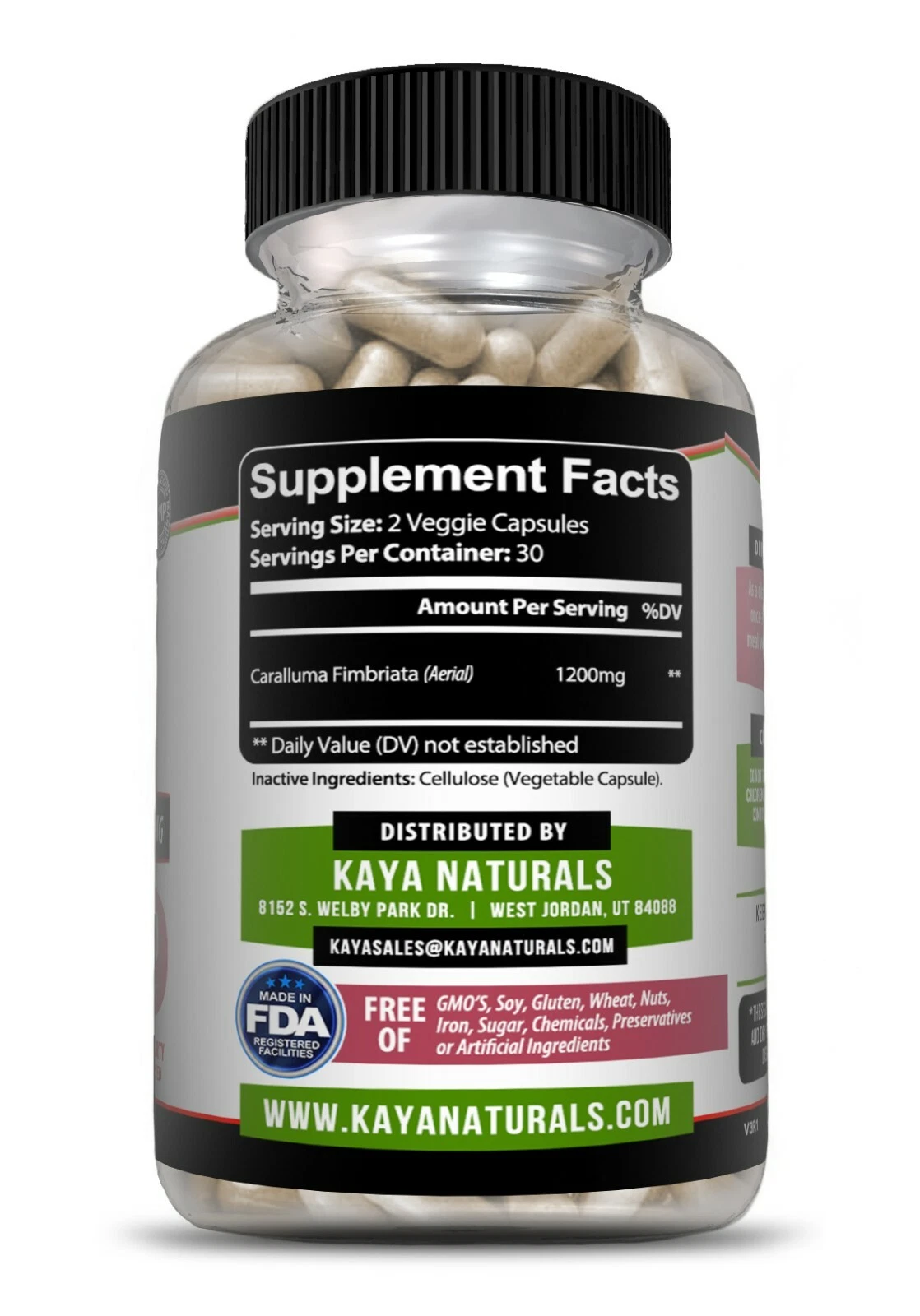 Bottle of Caralluma Fimbriata 1200mg 60ct with caralluma fimbriata, appetite & weight loss support to support health and wellness