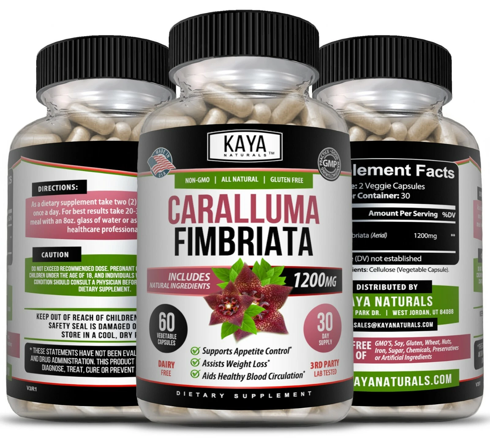 Bottle of Caralluma Fimbriata 1200mg 60ct with caralluma fimbriata, appetite & weight loss support to support health and wellness