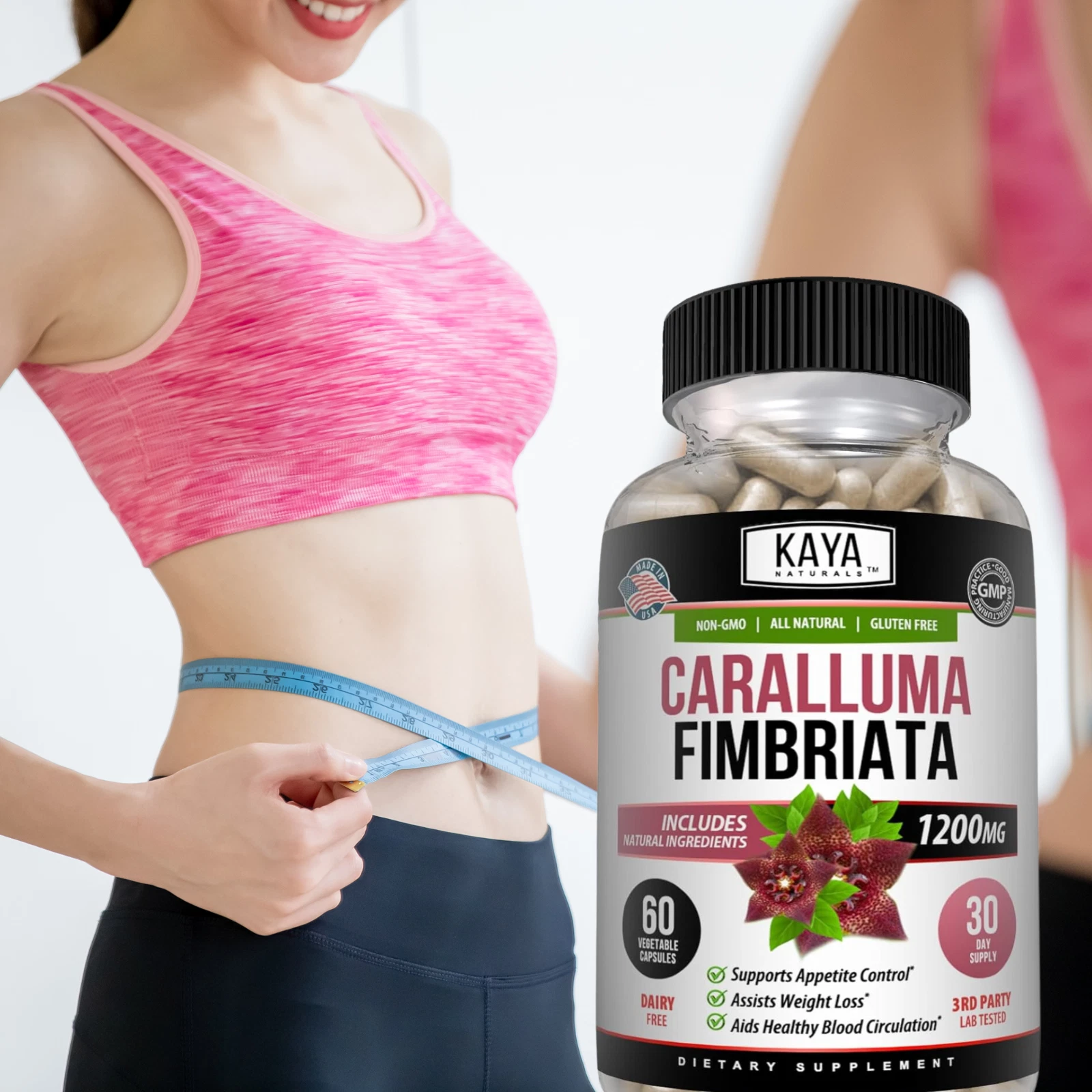 Bottle of Caralluma Fimbriata 1200mg 60ct with caralluma fimbriata, appetite & weight loss support to support health and wellness