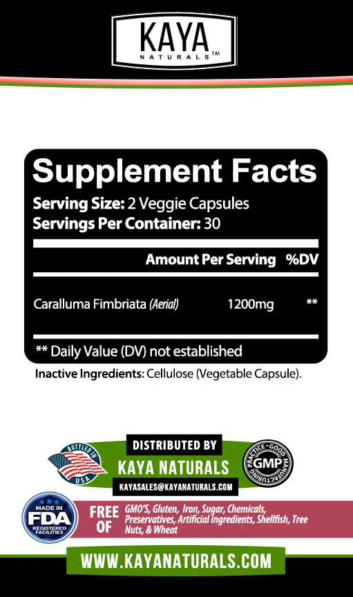 Bottle of Caralluma Fimbriata 1200mg 60ct with caralluma fimbriata, appetite & weight loss support to support health and wellness