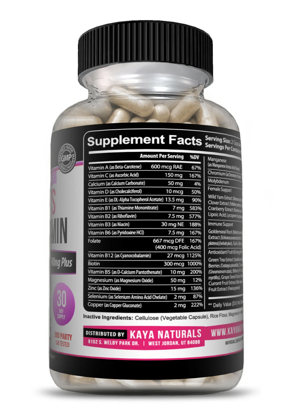 Bottle of Womens Multivitamin & Multi-Mineral with multivitamin, energy & metabolism support to support health and wellness