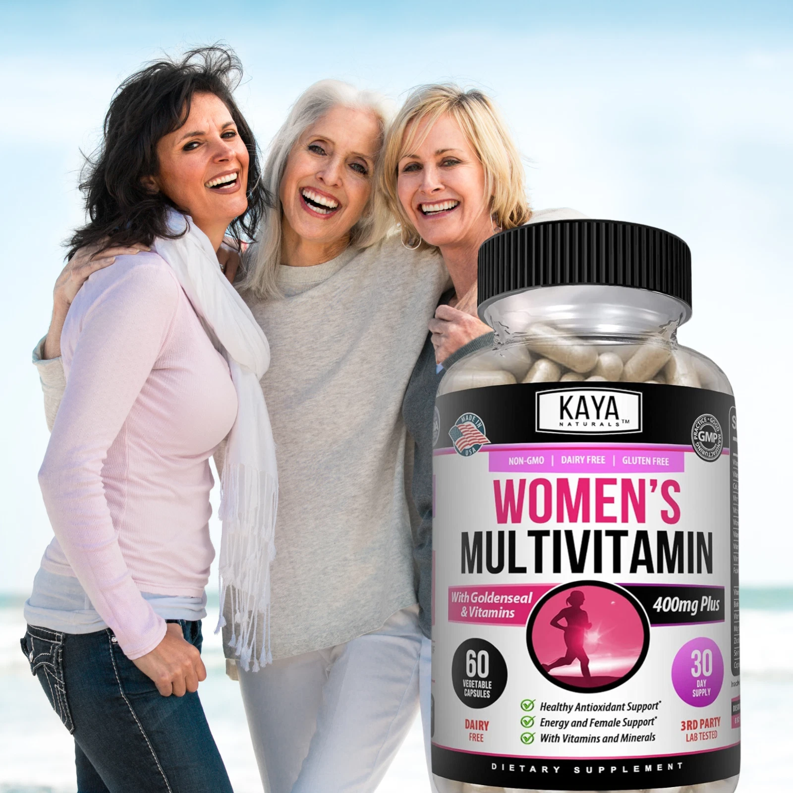 Bottle of Womens Multivitamin & Multi-Mineral with multivitamin, energy & metabolism support to support health and wellness