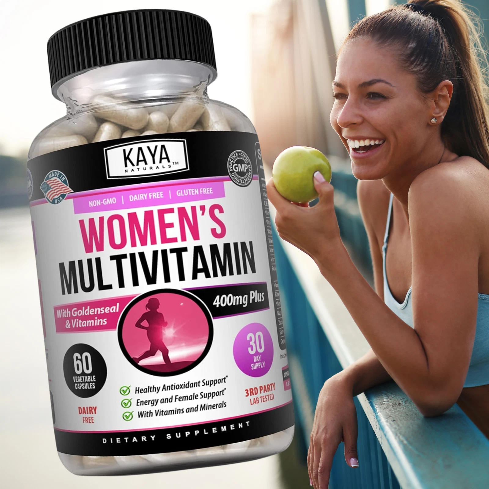 Bottle of Womens Multivitamin & Multi-Mineral with multivitamin, energy & metabolism support to support health and wellness