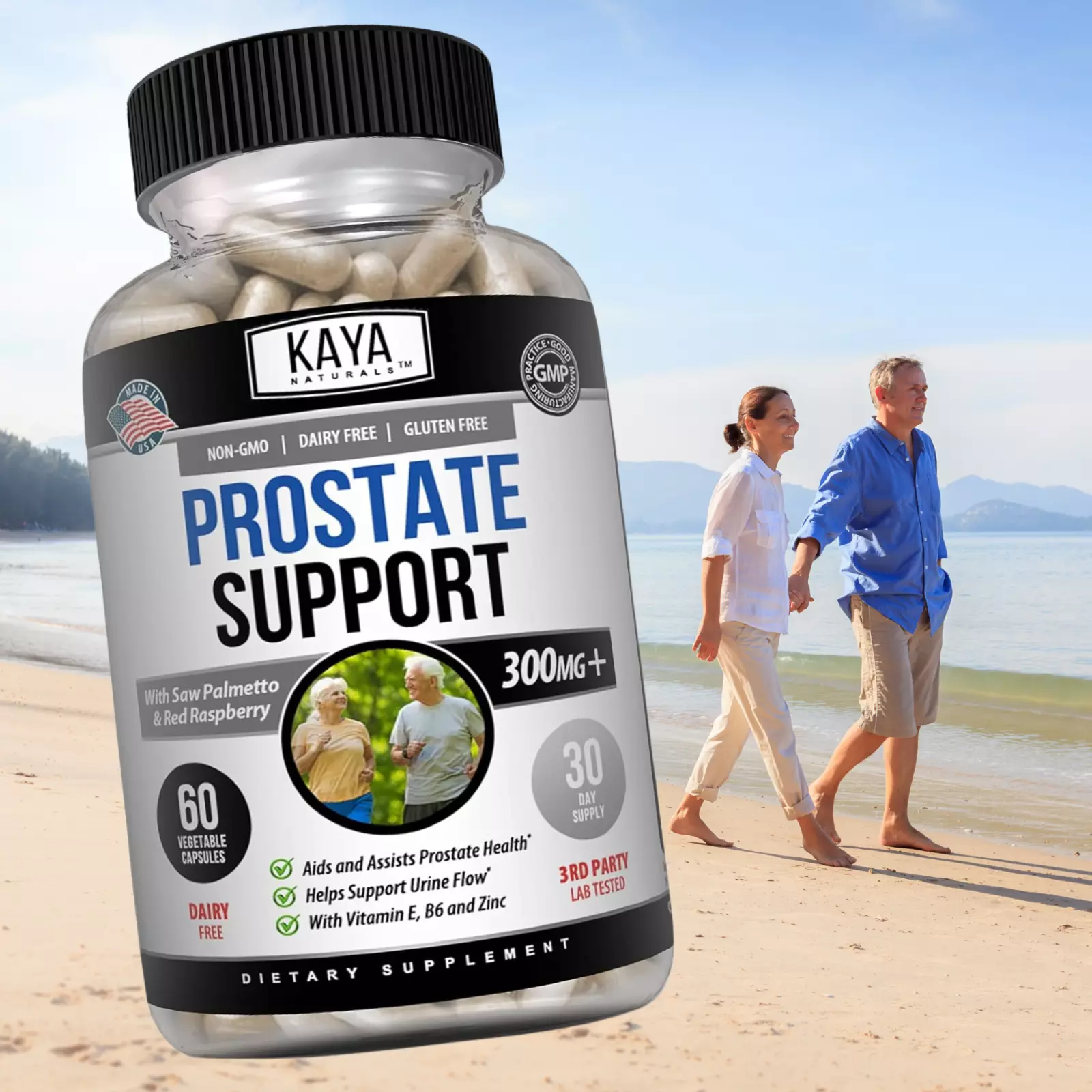 Bottle of Prostate Support 2 Pack 60ct with saw palmetto, prostate health support to support health and wellness