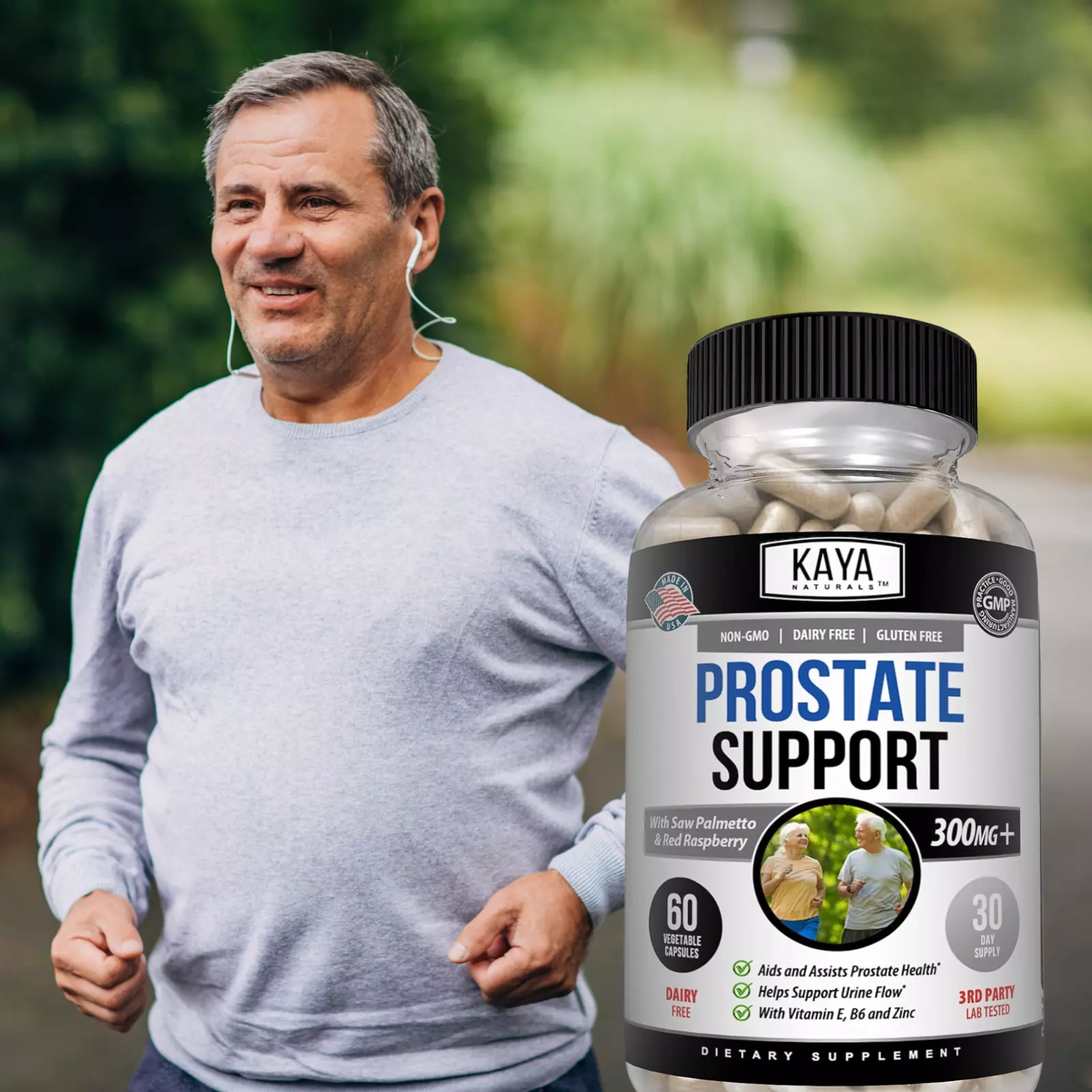 Bottle of Prostate Support 2 Pack 60ct with saw palmetto, prostate health support to support health and wellness