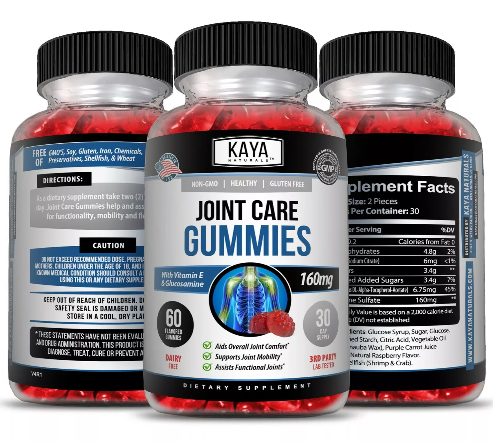 Bottle of Joint Care Gummies 2 Pack 60ct with glucosamine, joint pain & mobility support to support health and wellness