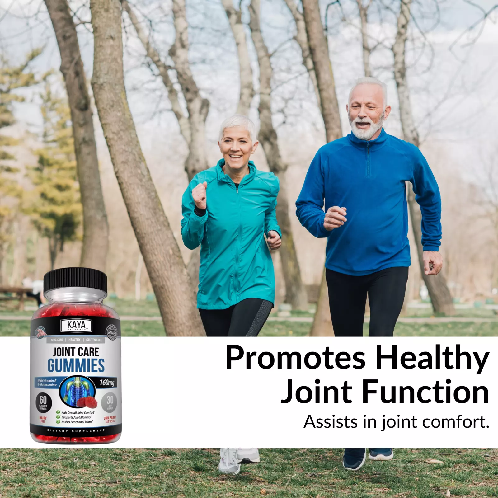 Bottle of Joint Care Gummies 2 Pack 60ct with glucosamine, joint pain & mobility support to support health and wellness