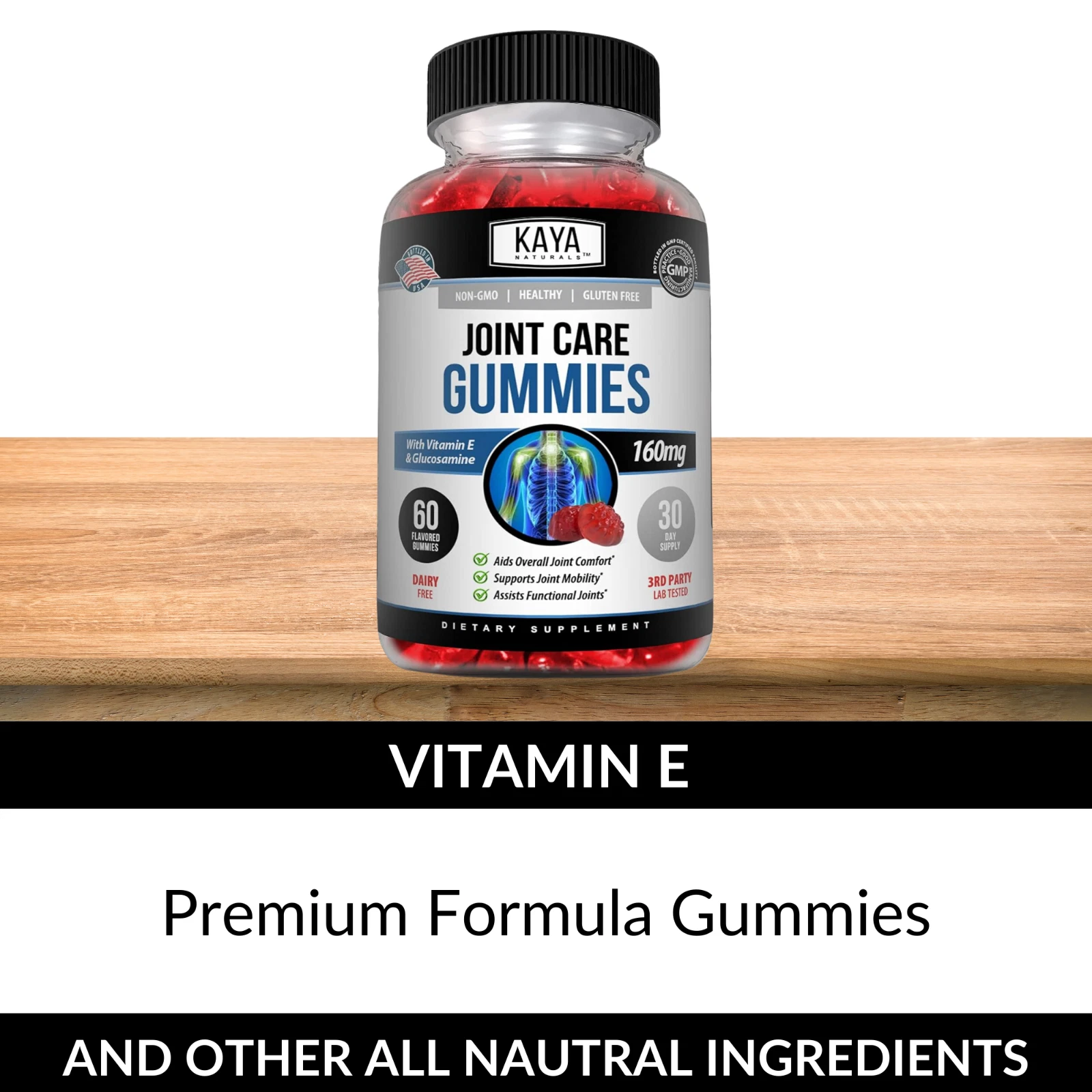 Bottle of Joint Care Gummies 2 Pack 60ct with glucosamine, joint pain & mobility support to support health and wellness