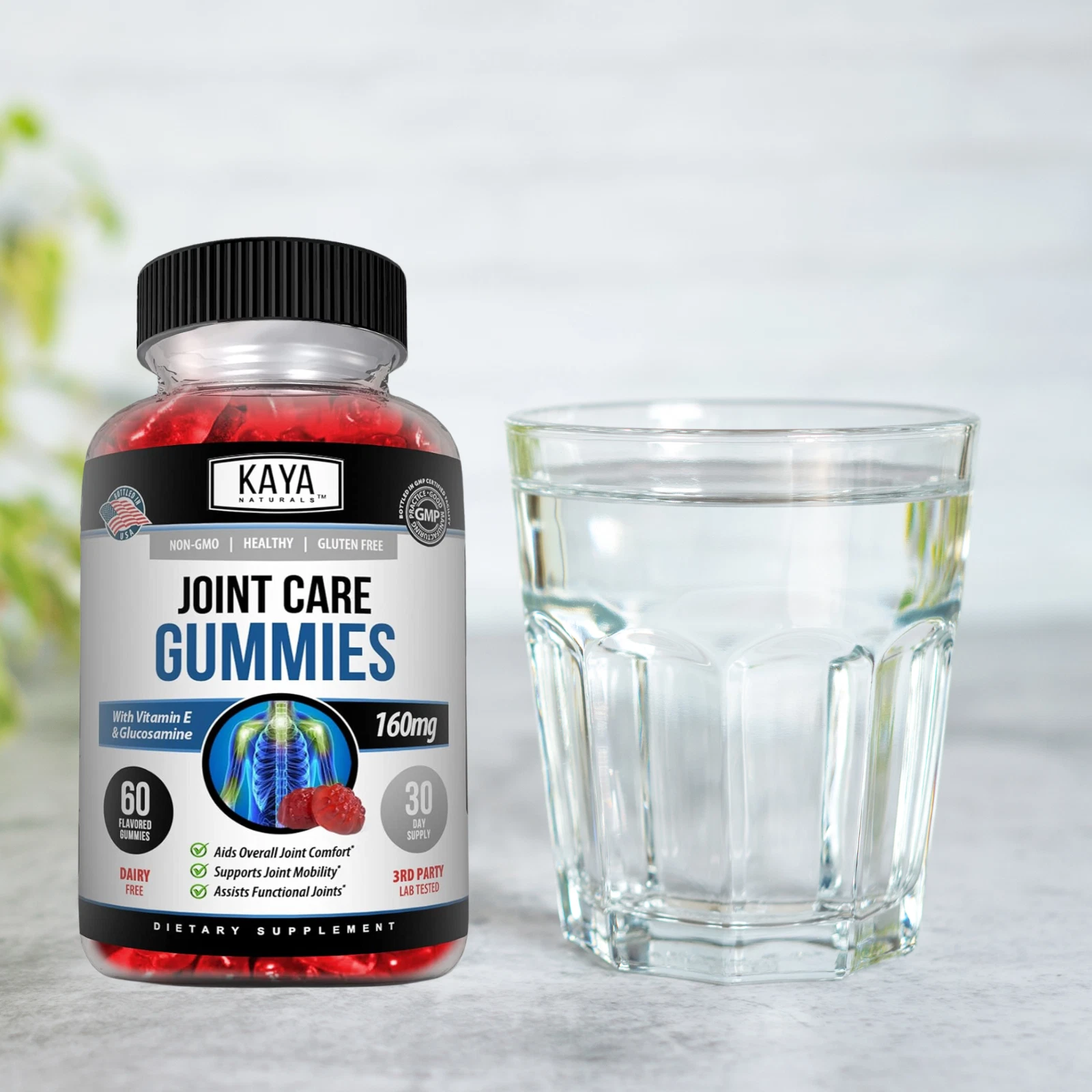 Bottle of Joint Care Gummies 2 Pack 60ct with glucosamine, joint pain & mobility support to support health and wellness