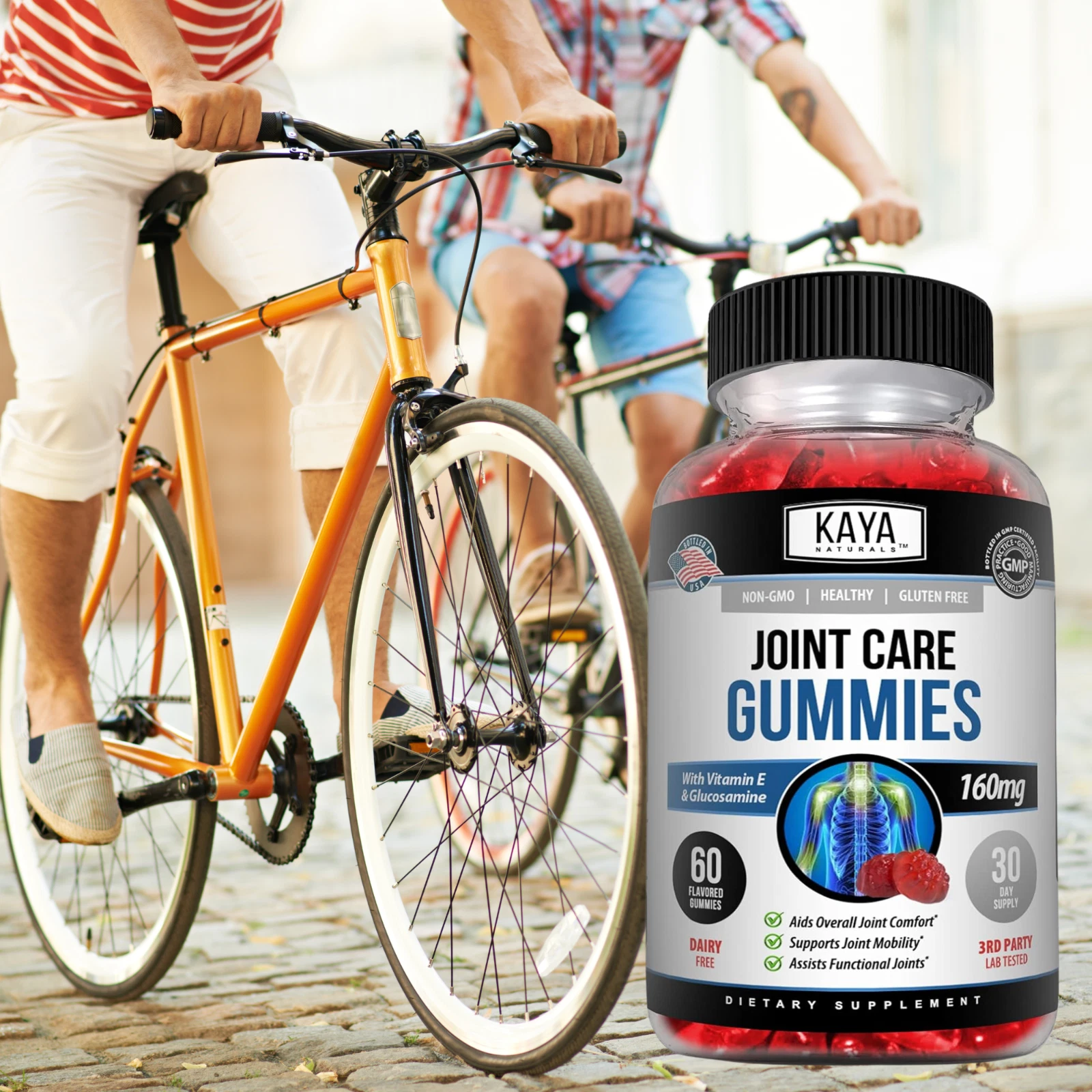 Bottle of Joint Care Gummies 2 Pack 60ct with glucosamine, joint pain & mobility support to support health and wellness