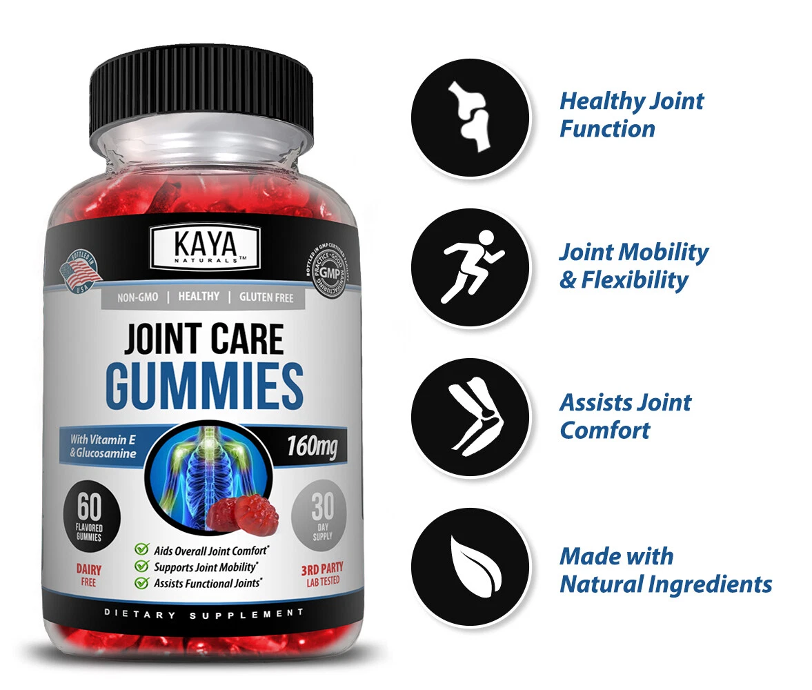 Bottle of Joint Care Gummies 2 Pack 60ct with glucosamine, joint pain & mobility support to support health and wellness