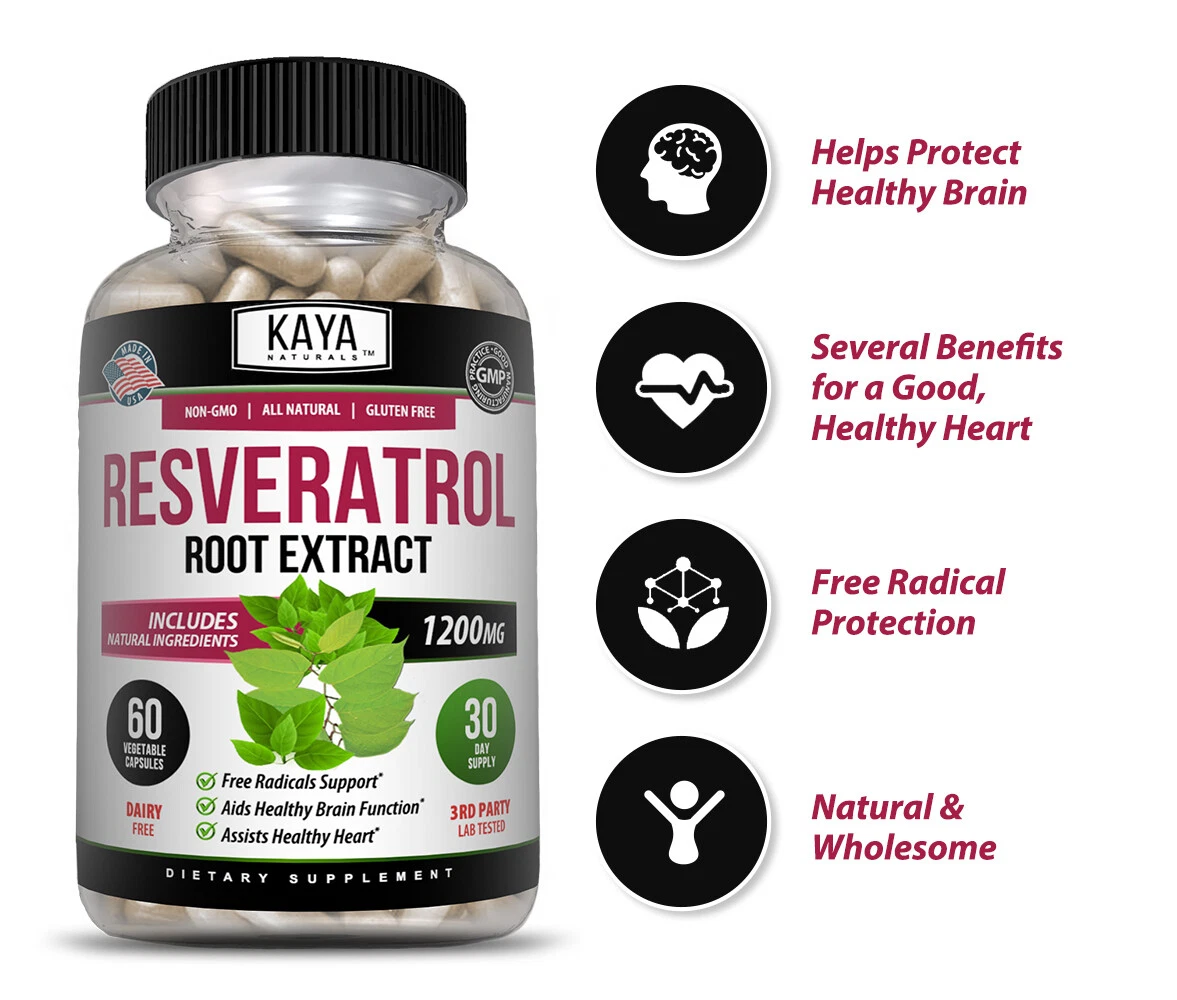 Bottle of Resveratrol Capsules 2 Pack with resveratrol, anti-aging & antioxidant support to support health and wellness
