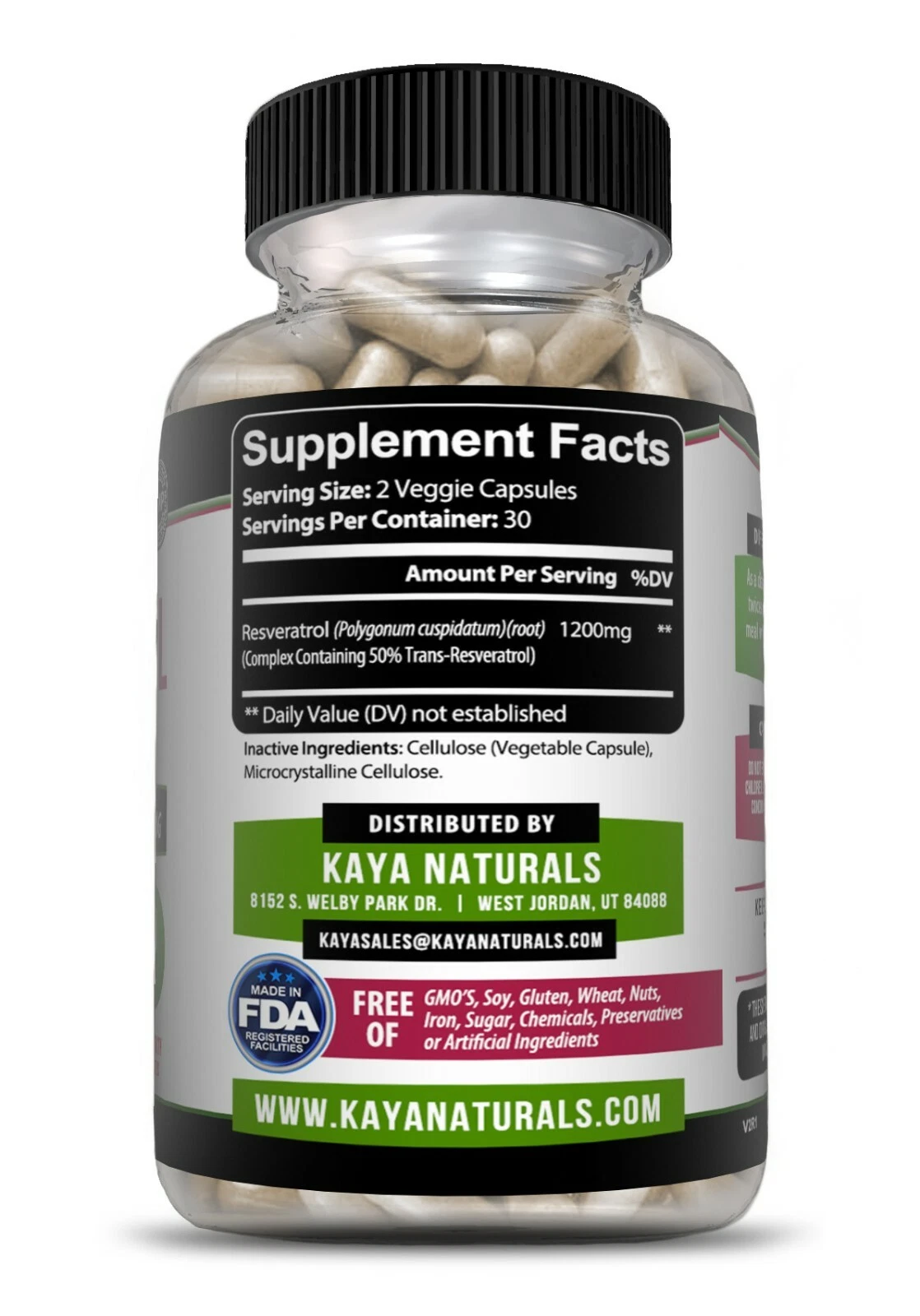 Bottle of Resveratrol Capsules 2 Pack with resveratrol, anti-aging & antioxidant support to support health and wellness