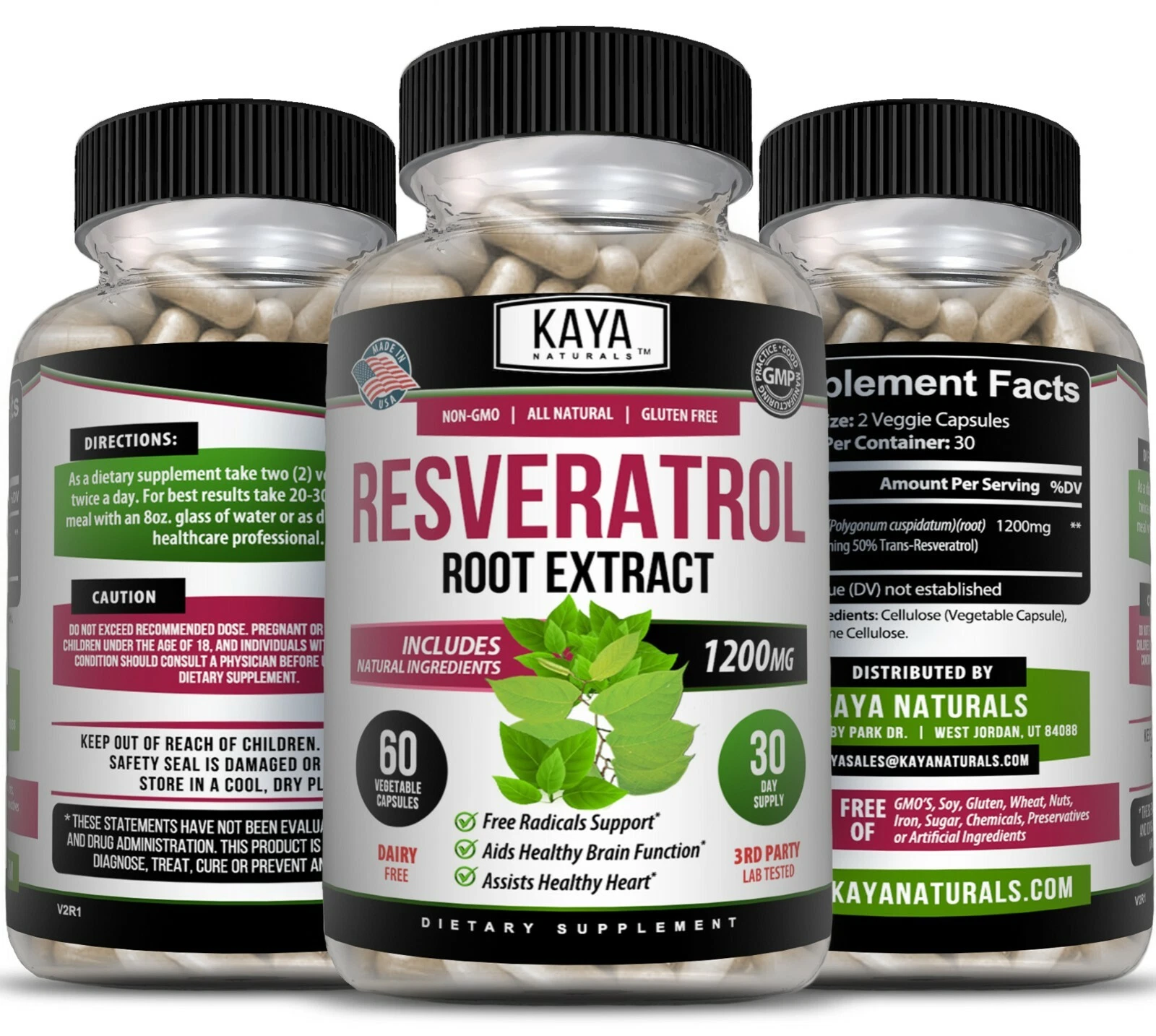 Bottle of Resveratrol Capsules 2 Pack with resveratrol, anti-aging & antioxidant support to support health and wellness