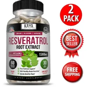 Bottle of Resveratrol Capsules 2 Pack with resveratrol, anti-aging & antioxidant support to support health and wellness