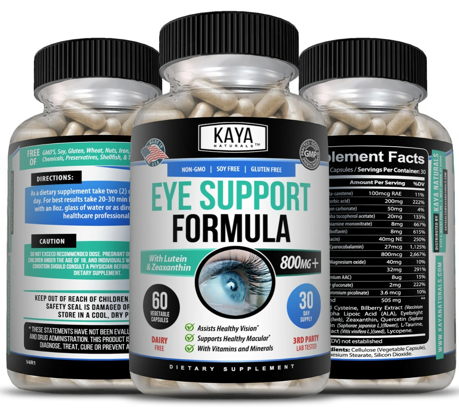Bottle of Eye Health 2 Pack 60 Capsules with lutein, vision & eye health support to support health and wellness