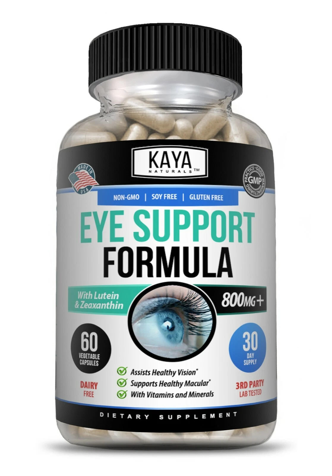 Bottle of Eye Health 2 Pack 60 Capsules with lutein, vision & eye health support to support health and wellness