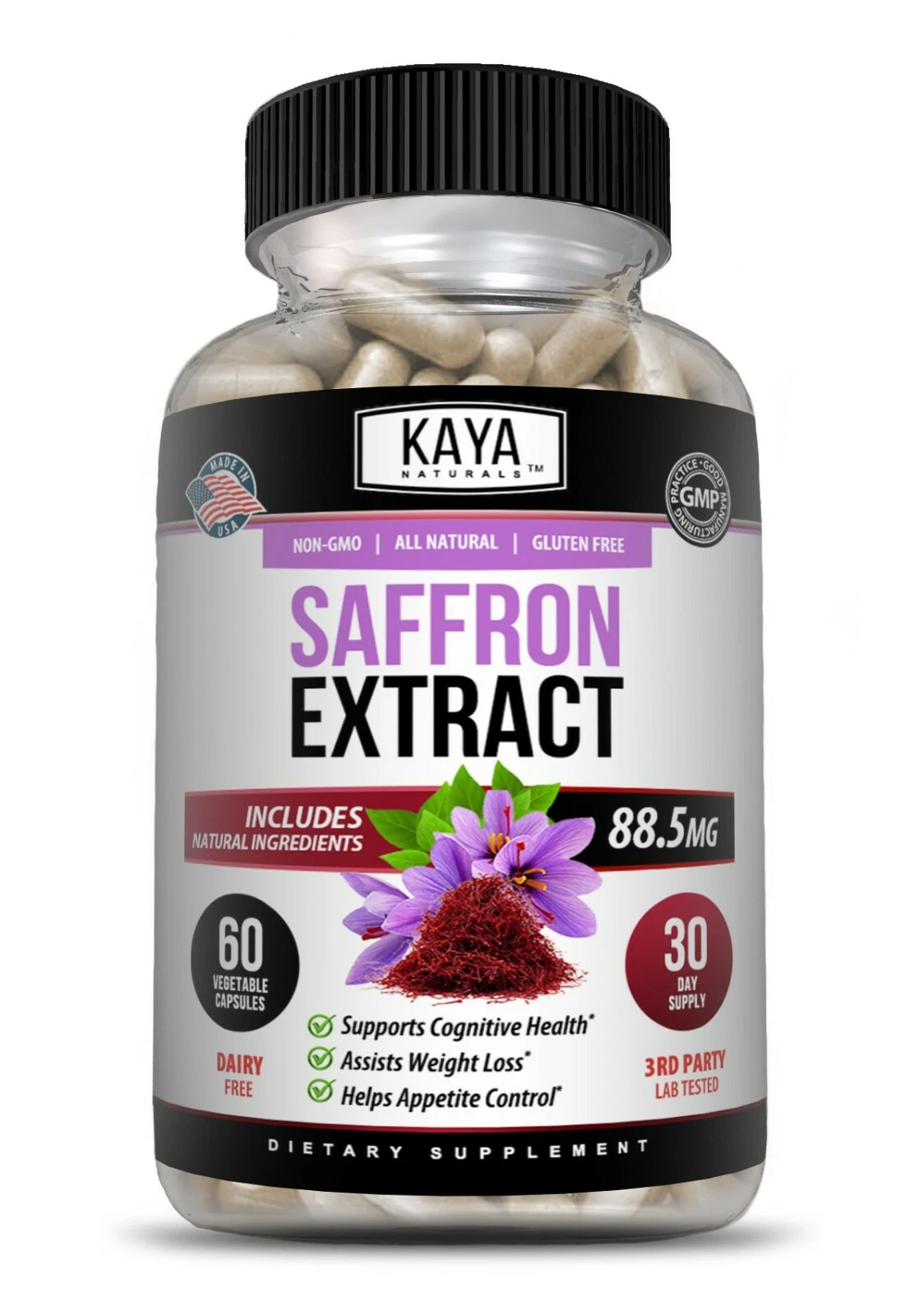 Bottle of Saffron Extract 2 Pack 60ct with saffron, mood & focus support to support health and wellness