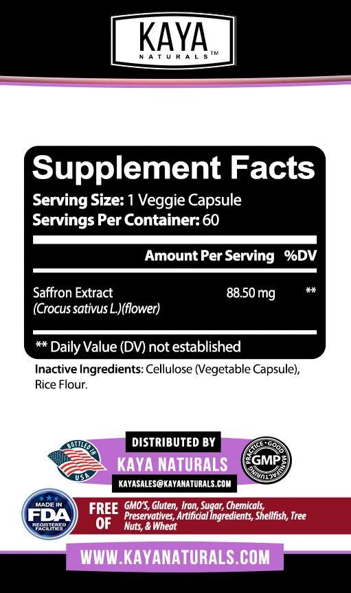 Bottle of Saffron Extract 2 Pack 60ct with saffron, mood & focus support to support health and wellness