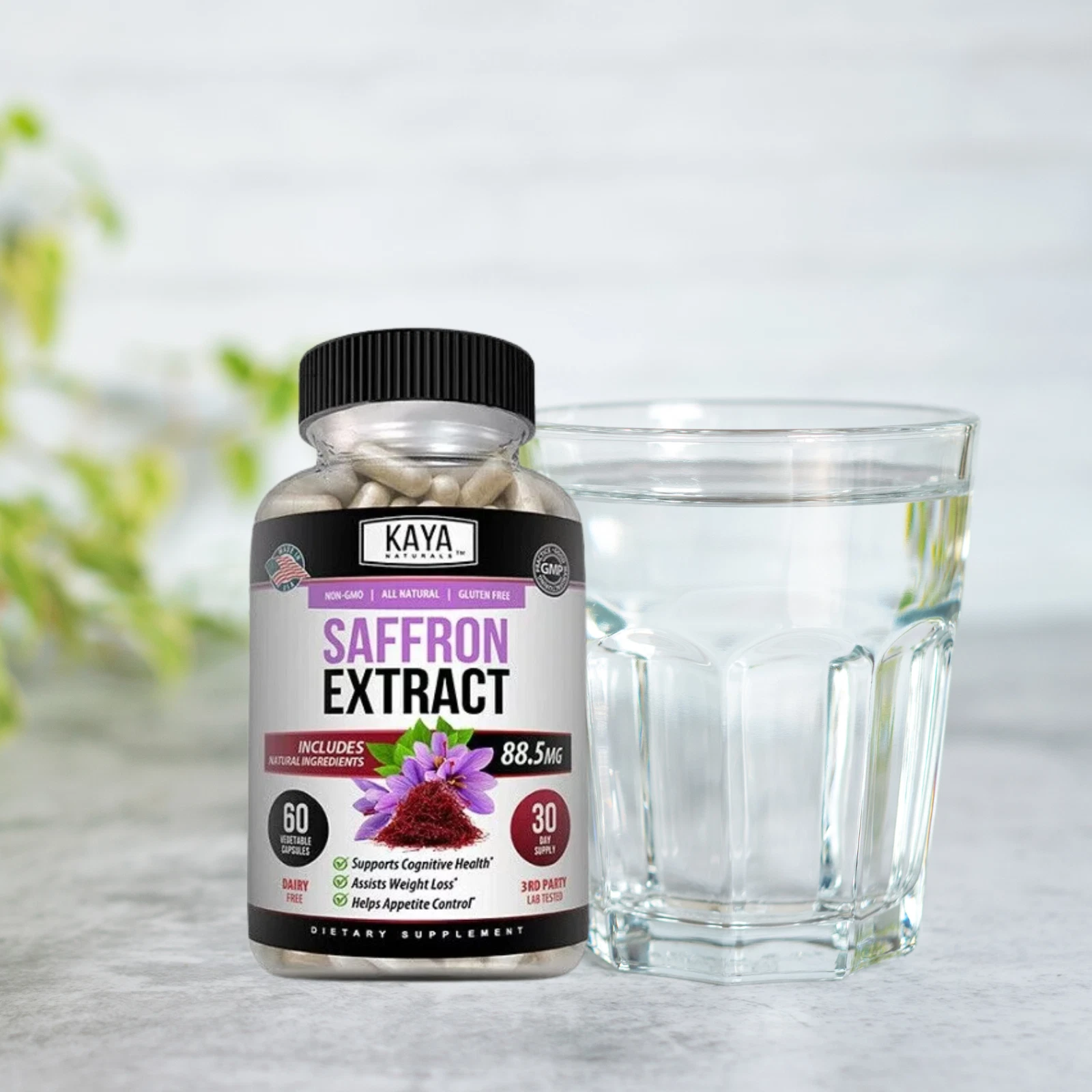 Bottle of Saffron Extract 2 Pack 60ct with saffron, mood & focus support to support health and wellness