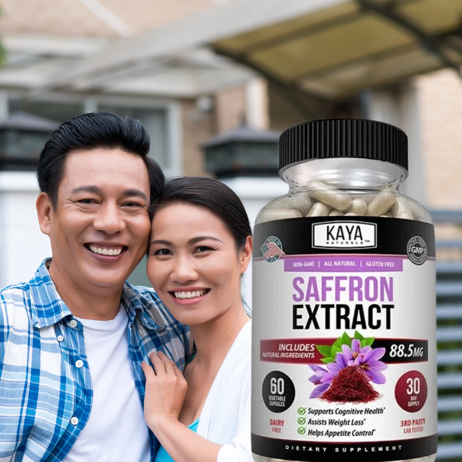 Bottle of Saffron Extract 2 Pack 60ct with saffron, mood & focus support to support health and wellness