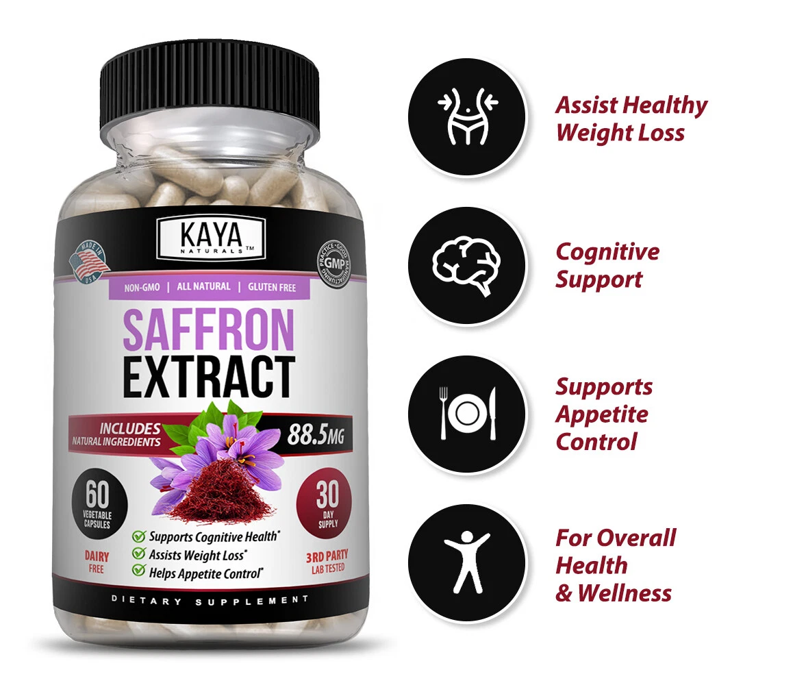 Bottle of Saffron Extract 2 Pack 60ct with saffron, mood & focus support to support health and wellness