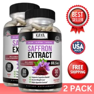 Bottle of Saffron Extract 2 Pack 60ct with saffron, mood & focus support to support health and wellness