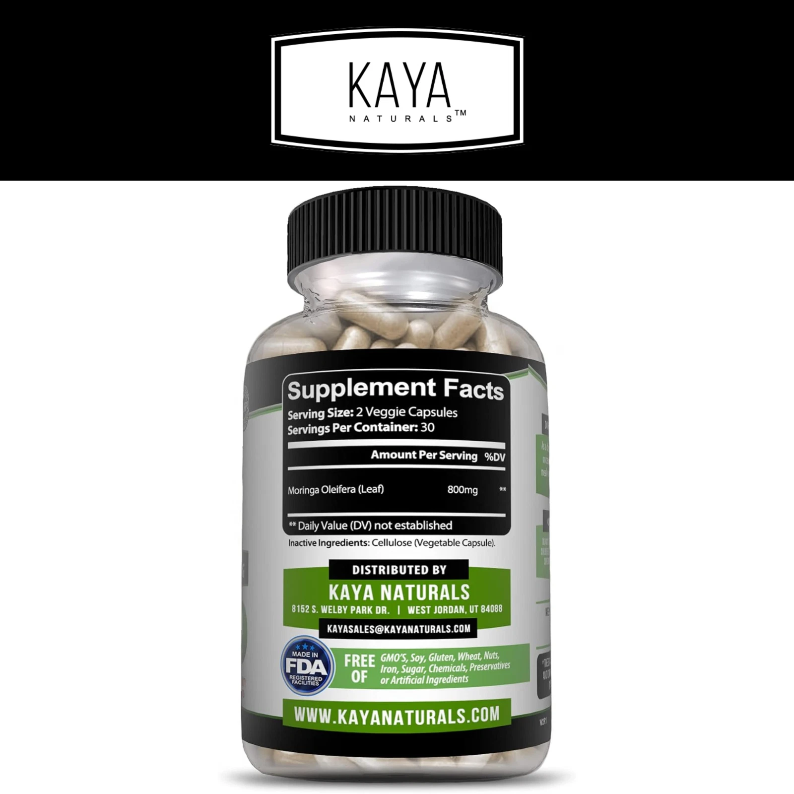 Bottle of Moringa 60ct with moringa, antioxidant & superfood support to support health and wellness