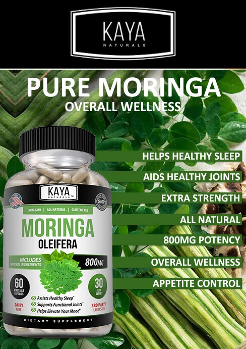 Bottle of Moringa 60ct with moringa, antioxidant & superfood support to support health and wellness