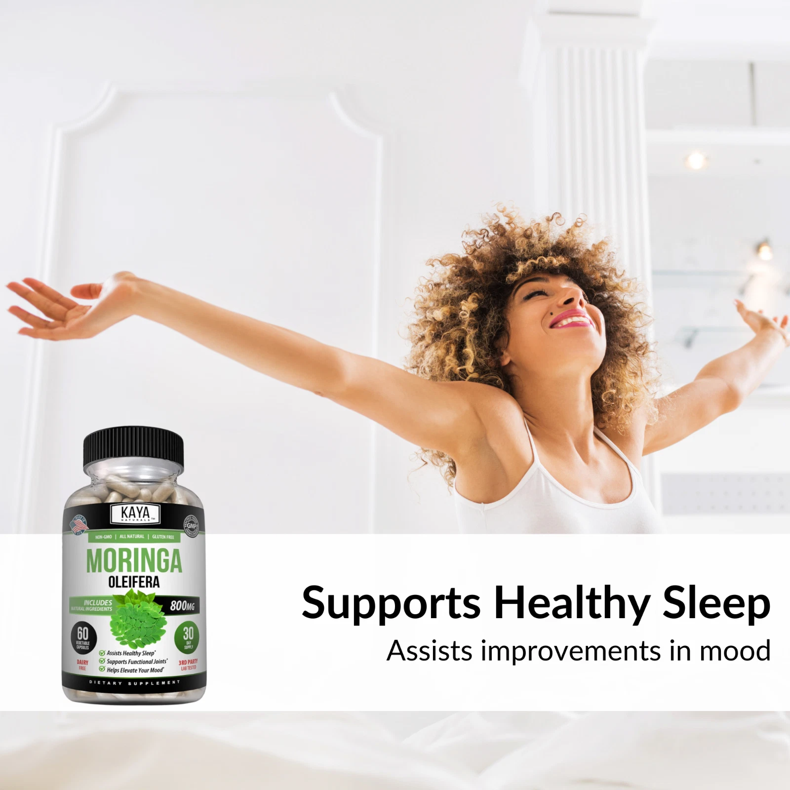 Bottle of Moringa 60ct with moringa, antioxidant & superfood support to support health and wellness
