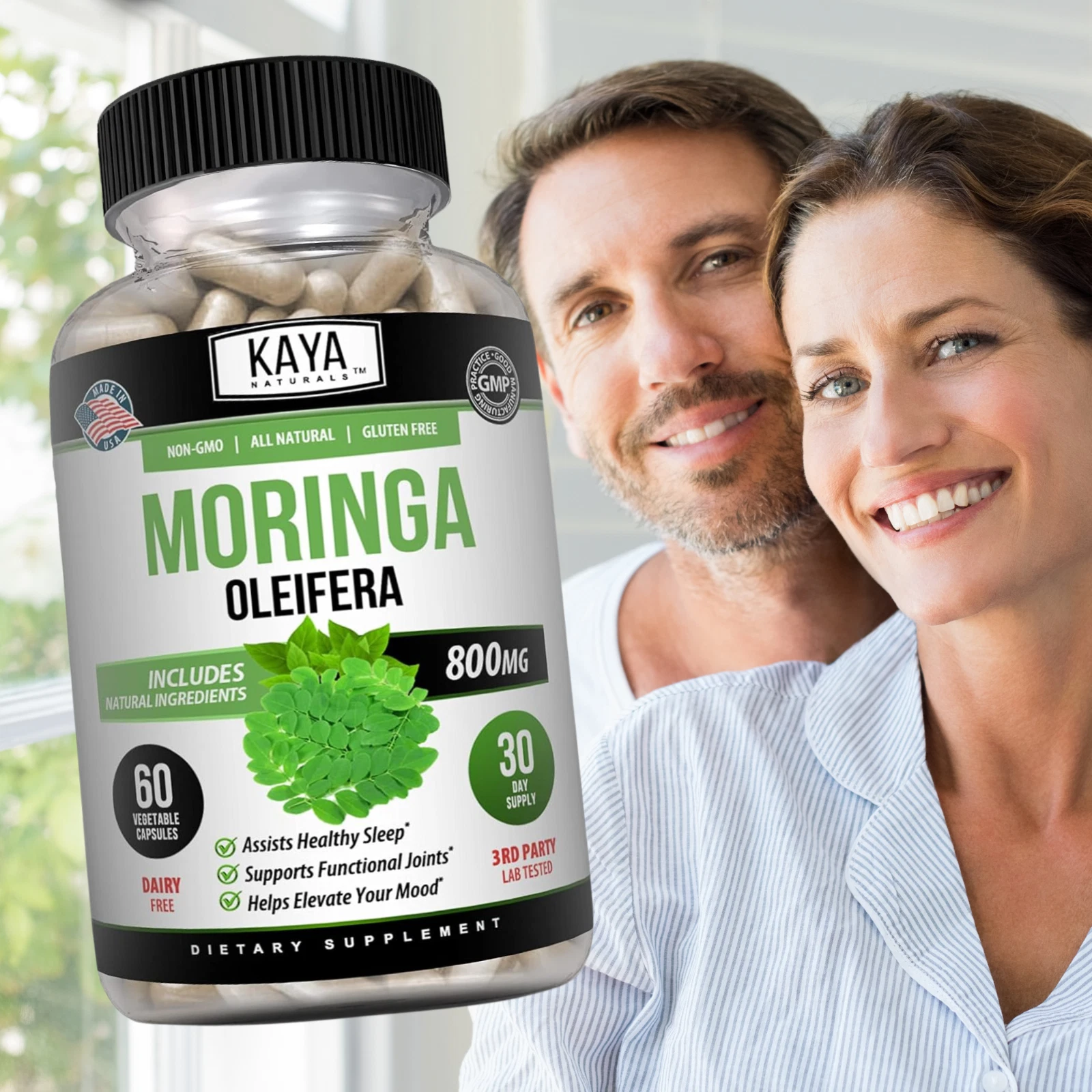 Bottle of Moringa 60ct with moringa, antioxidant & superfood support to support health and wellness