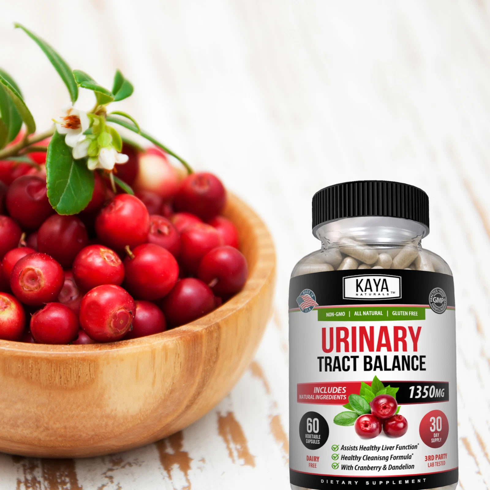 Bottle of Urinary Tract Balance 2 Pack 60ct with d-mannose, urinary tract support to support health and wellness