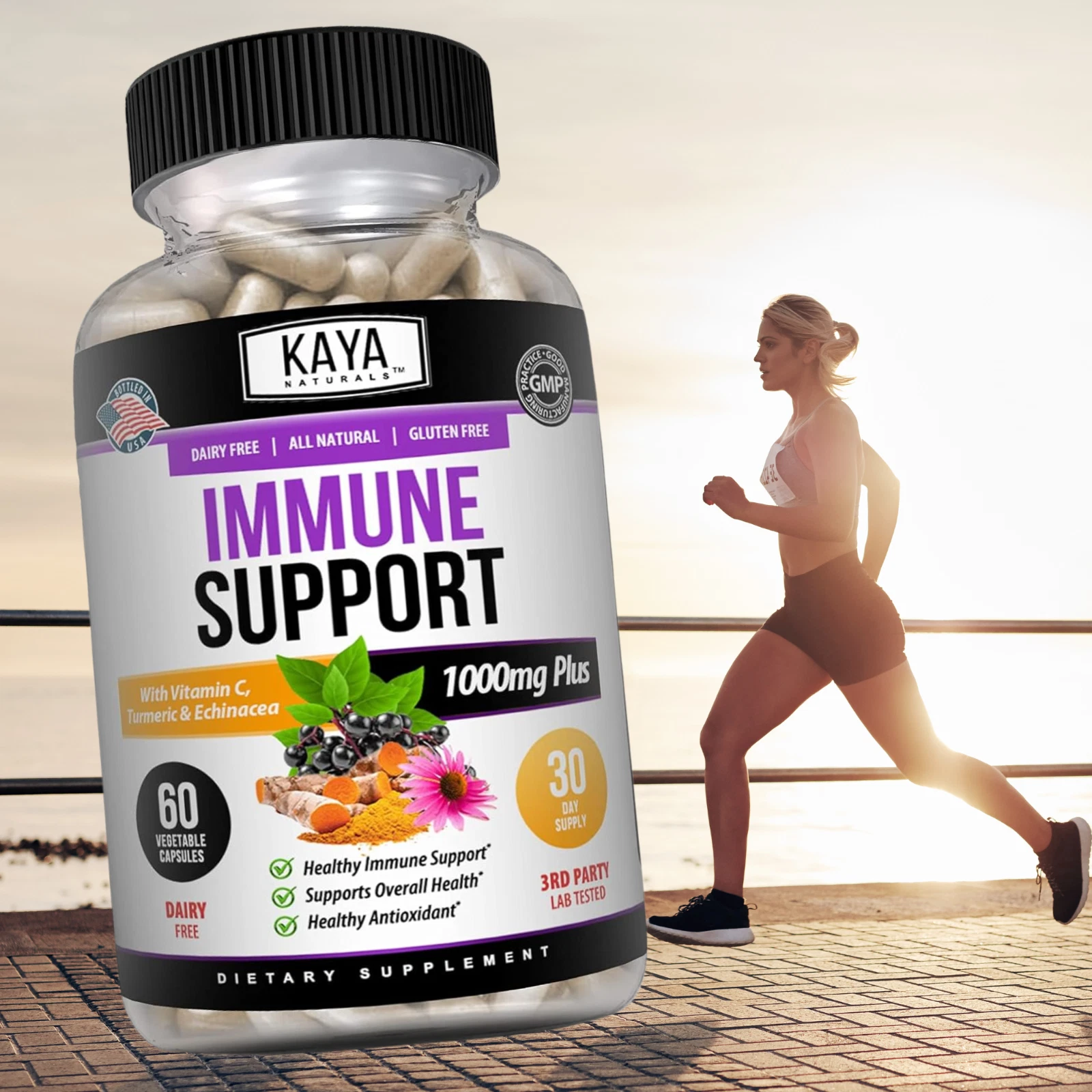 Bottle of Immune System Booster 2 Pack with elderberry, immune support to support health and wellness